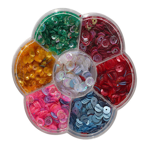 Bright Bulk Sequins in Flower Box - Buttons Galore and More