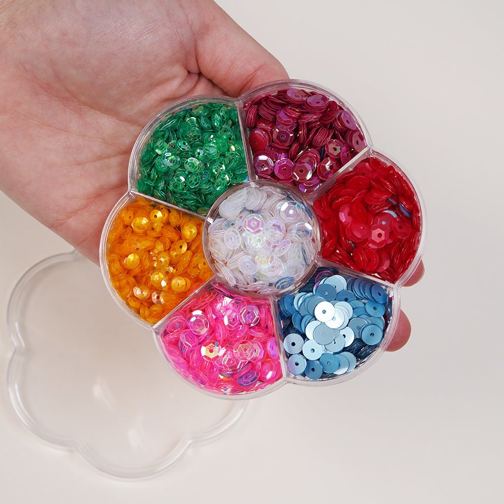 Bright Bulk Sequins in Flower Box - Buttons Galore and More