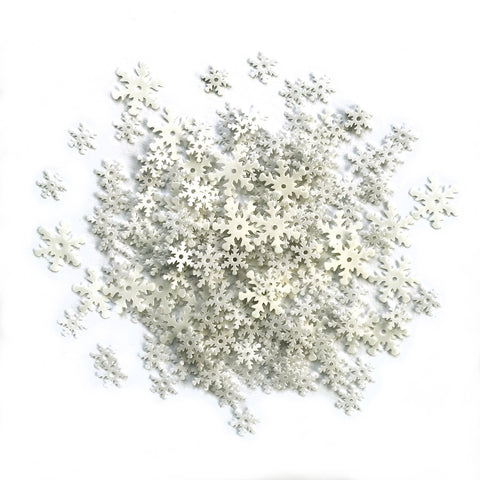 Bright White Snowflakes - Confetti Shapes - Buttons Galore and More