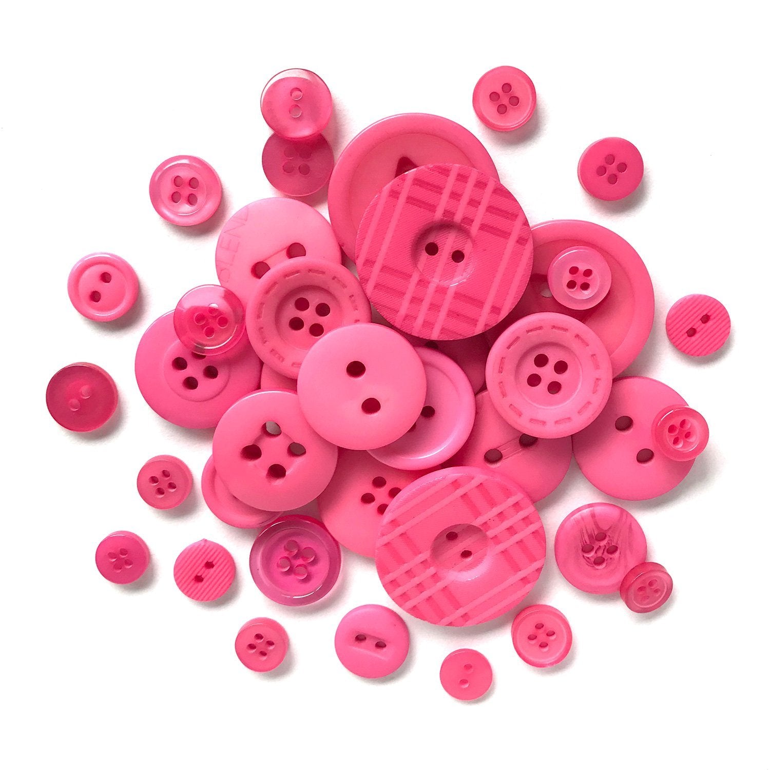 Buttons Galore Printed Craft & Sewing Buttons - Tickle Me Pink - Set of 3  Packs Total 45 Buttons