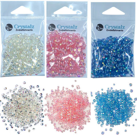 Buttons Galore Crystalz Iridescent Flat Back Gems for DIY Crafts, Scrapbooks, Paper Crafts - Baby Colors 1200 Pieces - Buttons Galore and More