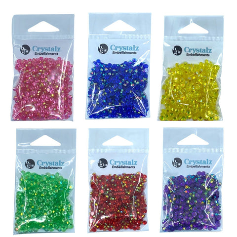 Buttons Galore Crystalz Iridescent Flat Back Gems for DIY Crafts, Scrapbooks, Paper Crafts - Bright Colors 2400 Pieces - Buttons Galore and More