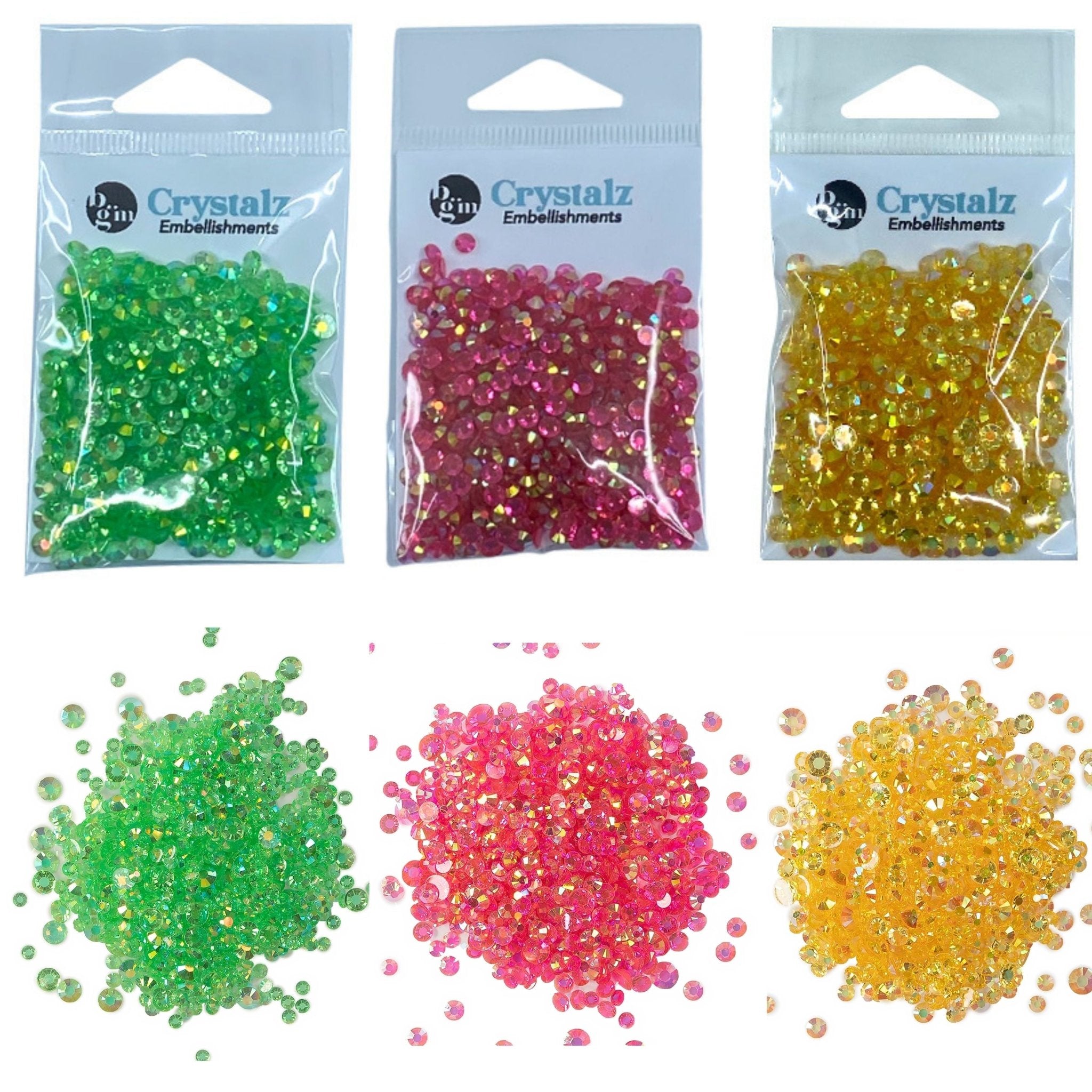Buttons Galore Crystalz Iridescent Flat Back Gems for DIY Crafts, Scrapbooks, Paper Crafts - Floral Colors 1200 Pieces - Buttons Galore and More