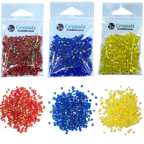 Buttons Galore Crystalz Iridescent Flat Back Gems for DIY Crafts, Scrapbooks, Paper Crafts - Primary Colors 1200 Pieces - Buttons Galore and More