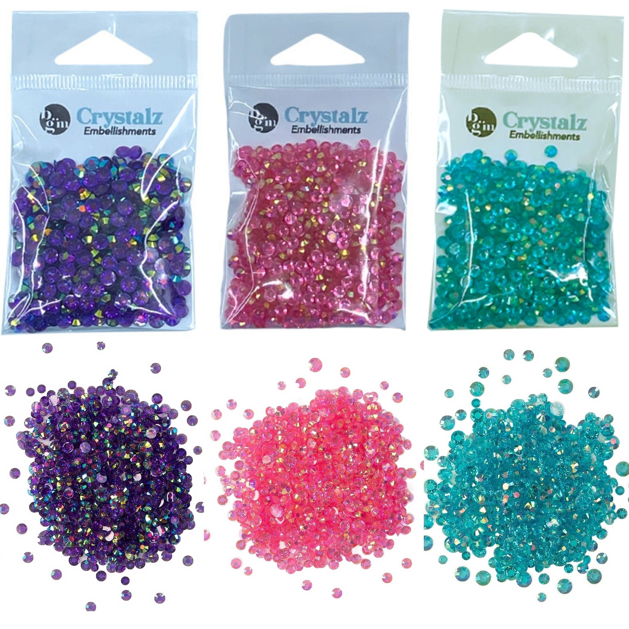 Buttons Galore Crystalz Iridescent Flat Back Gems for DIY Crafts, Scrapbooks, Paper Crafts - Princess Colors 1200 Pieces - Buttons Galore and More