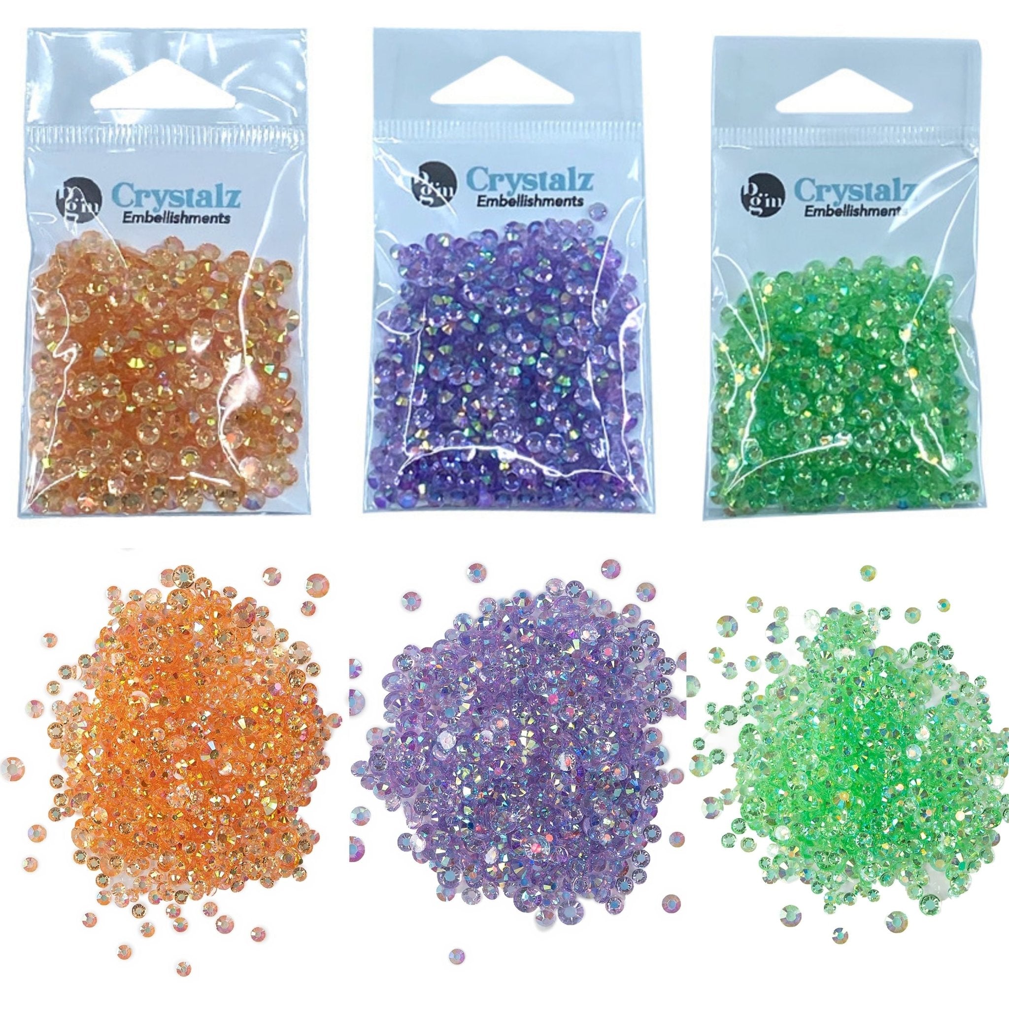 Buttons Galore Crystalz Iridescent Flat Back Gems for DIY Crafts, Scrapbooks, Paper Crafts - Tropical Colors 1200 Pieces - Buttons Galore and More