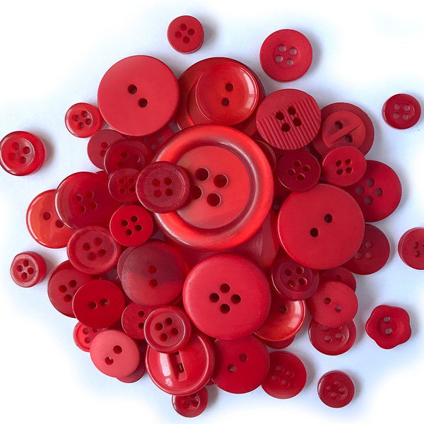 Mandala Crafts Medium Red Buttons for Crafts - Red Plastic Buttons for Sewing Buttons Replacement - 100 Resin Buttons Assorted 3/4 inch Round