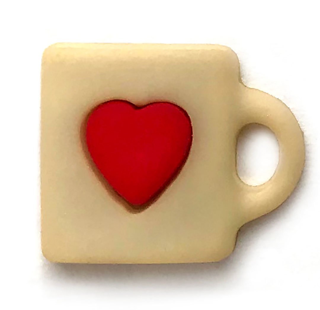 Coffee Cup with Heart - Buttons Galore and More