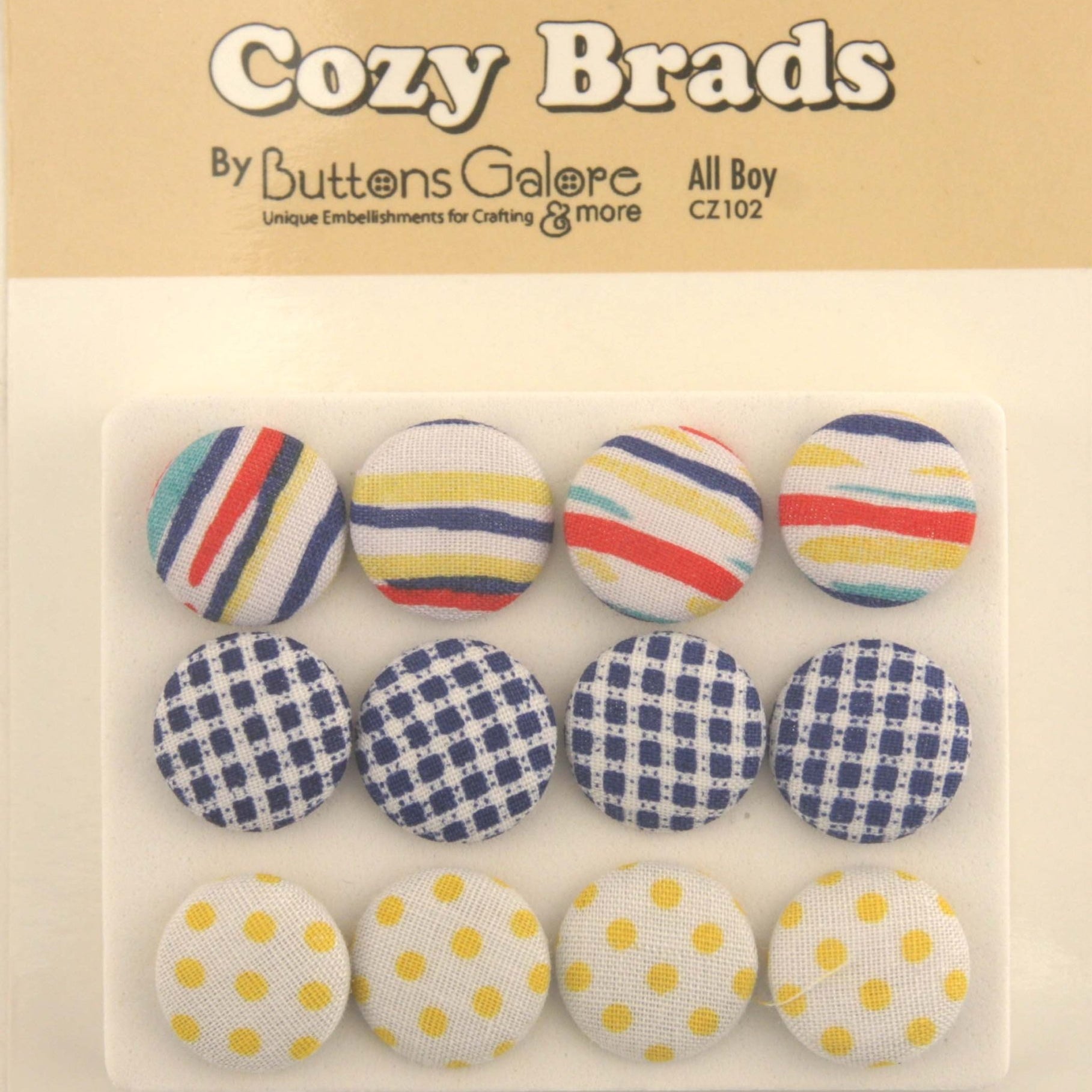 Fabric Covered Brads - CZ102 - Buttons Galore and More