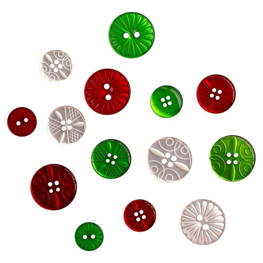 18 mm CHRISTMAS PATTERNED BUTTONS x 10, Round wooden Xmas buttons, 18mm  Christmas buttons, Xmas craft decoration, Craft buttons.