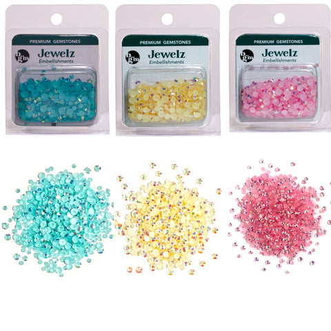 Flat Back Jewels in Iridescent Pastel Colors - Over 2000 Rhinestones - Buttons Galore and More