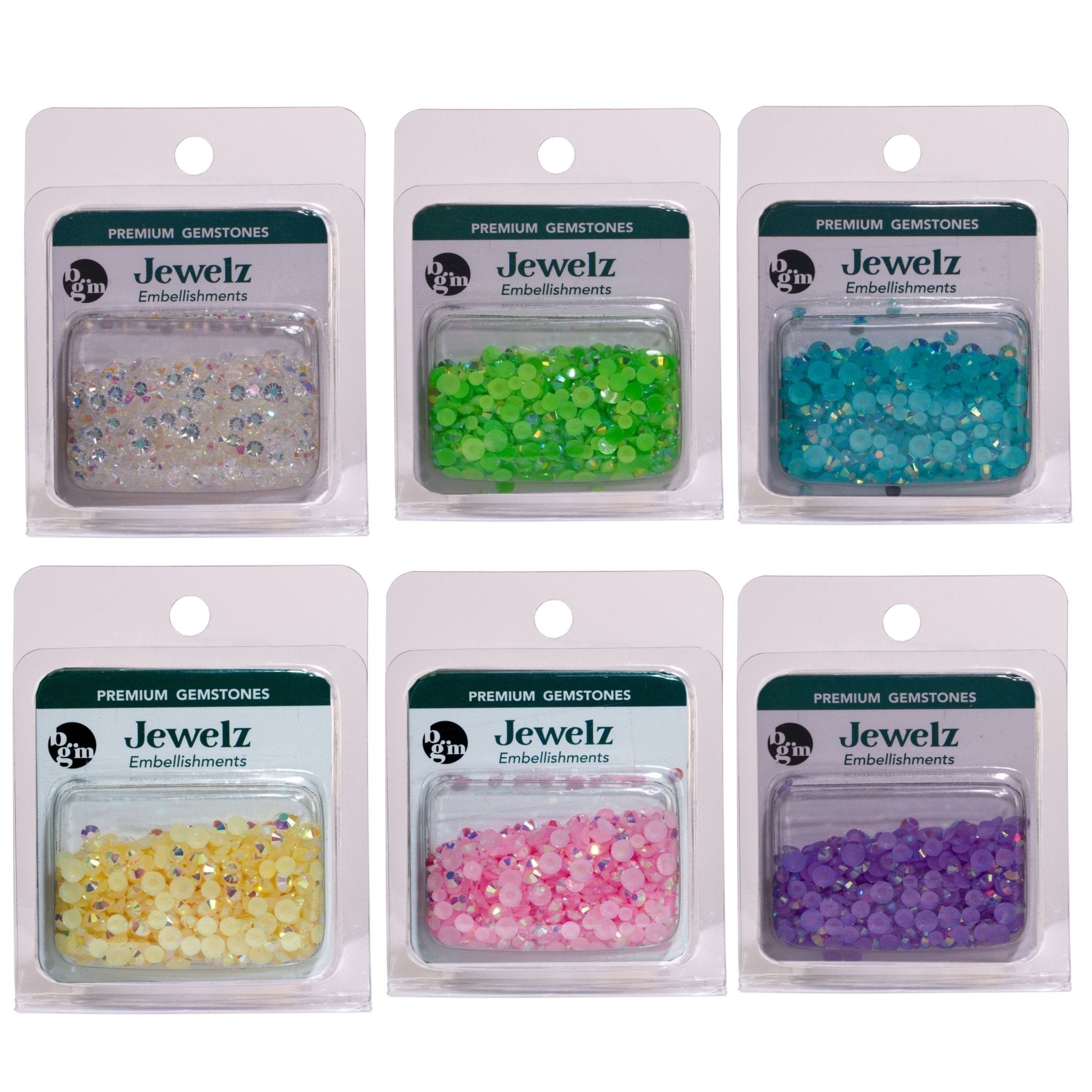 Flat Back Jewelz in Iridescent Gemstone Colors - Over 4000 Rhinestones - Buttons Galore and More