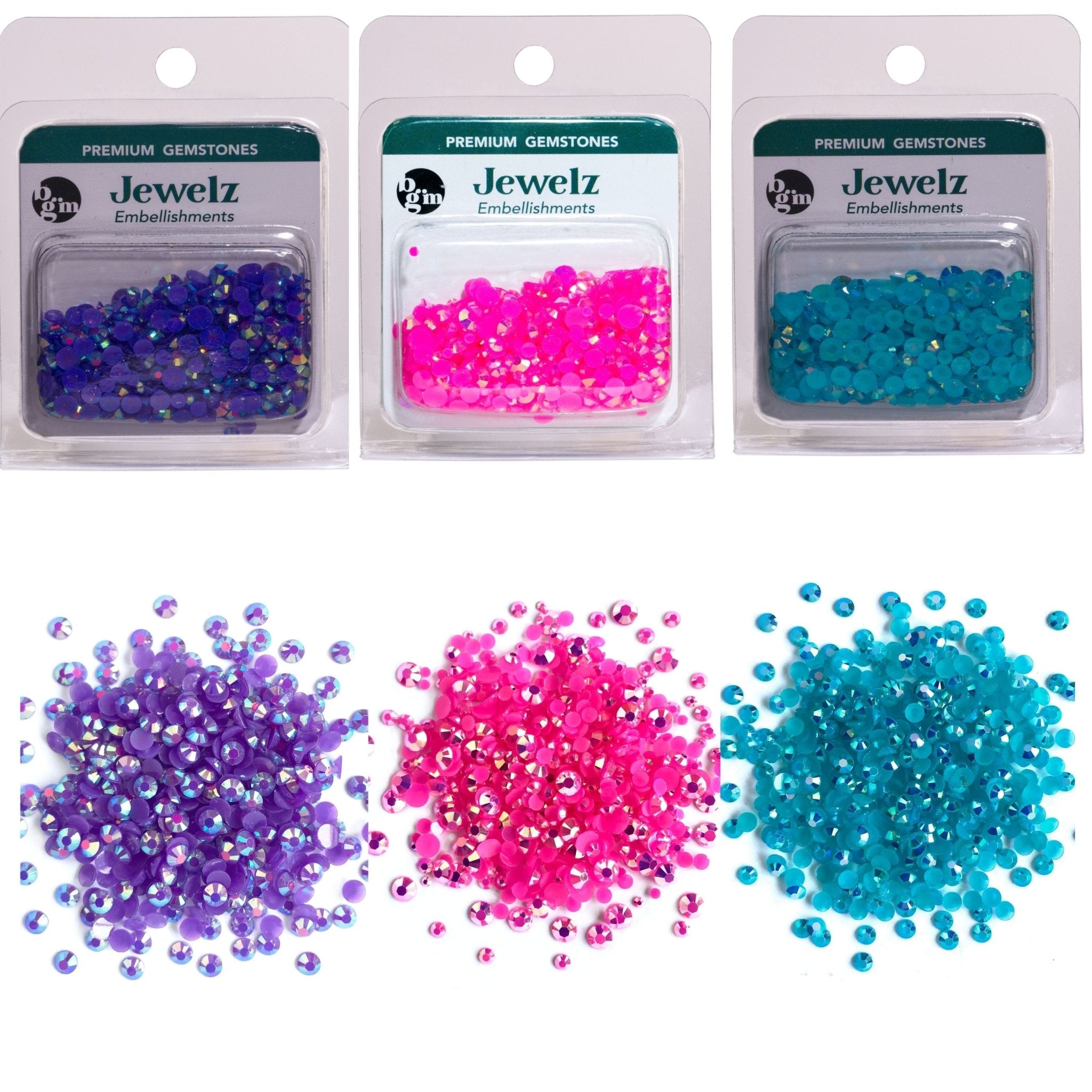 Flat Back Jewelz in Iridescent Princess Colors - Over 2000 Rhinestones - Buttons Galore and More