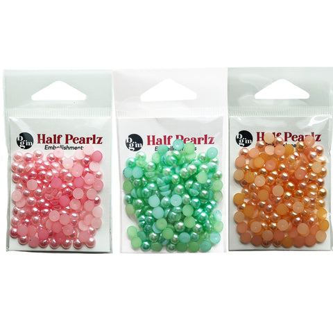 Flat Back Pearl - Three Pastel Colors 350 Pieces - Buttons Galore and More