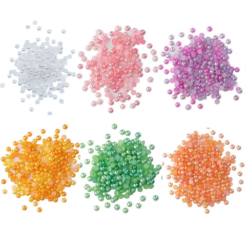 Flat Back Pearls - Six Colors 700 Pieces - Buttons Galore and More