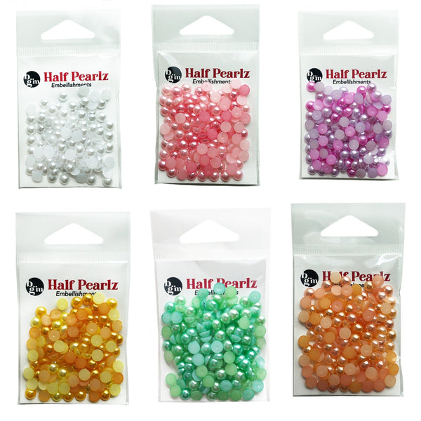 Flat Back Pearls - Soft Colors - 1