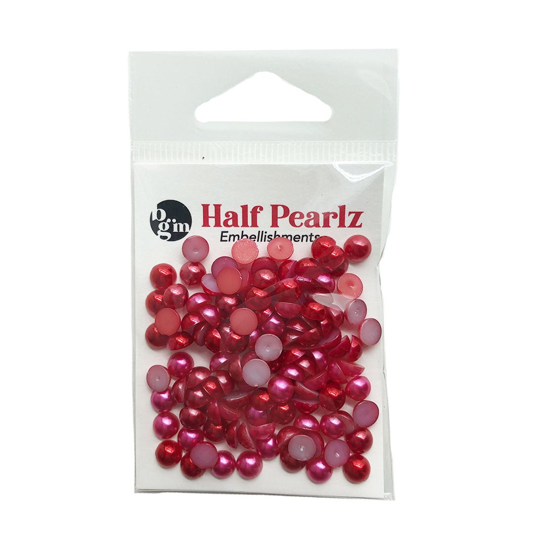 Flat Back Pearls - Three Bright Colors - Buttons Galore and More