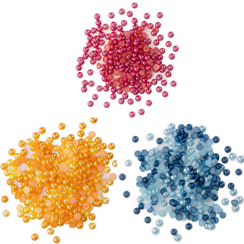 Flat Back Pearls - Three Bright Colors 350 Pieces - Buttons Galore and More