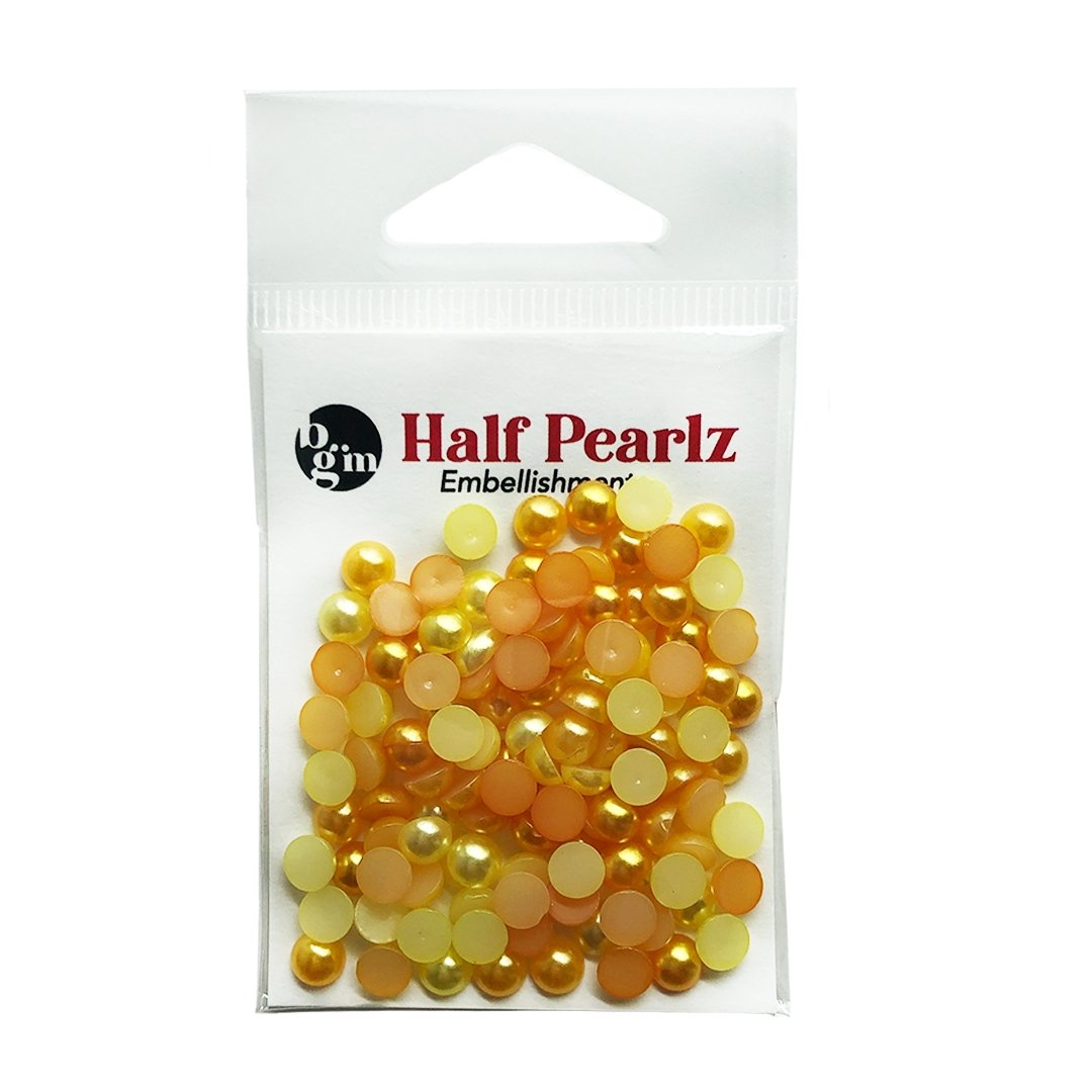 Flat Back Pearls - Three Bright Colors - Buttons Galore and More