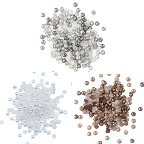Flat Back Pearls - Three Neutral Colors 350 Pieces - Buttons Galore and More