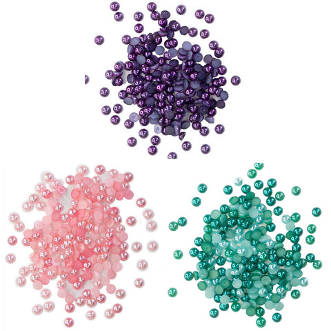 Flat Back Pearls - Three Princess Colors 350 Pieces - Buttons Galore and More