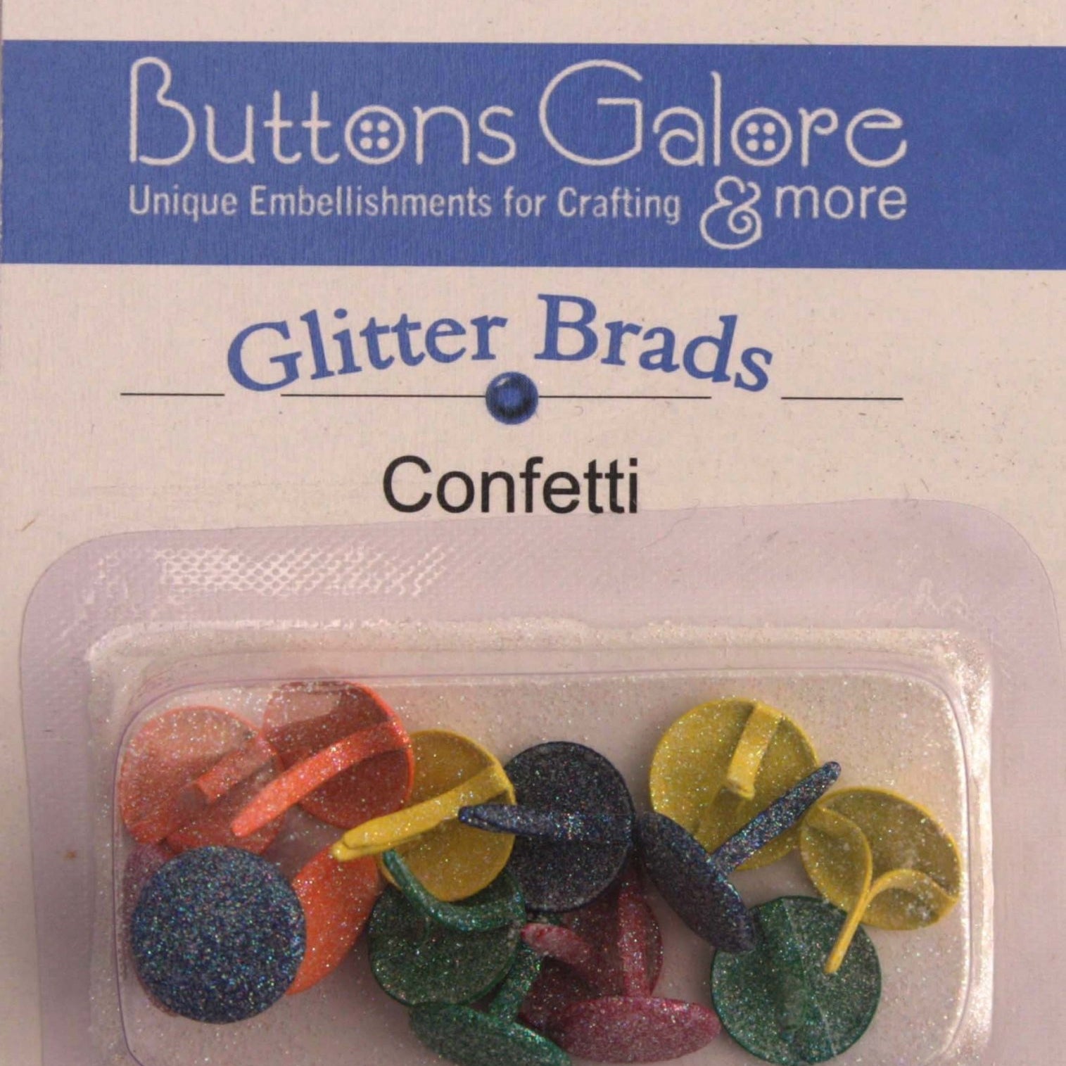 Glitter Brads Confetti - BR162 - Buttons Galore and More