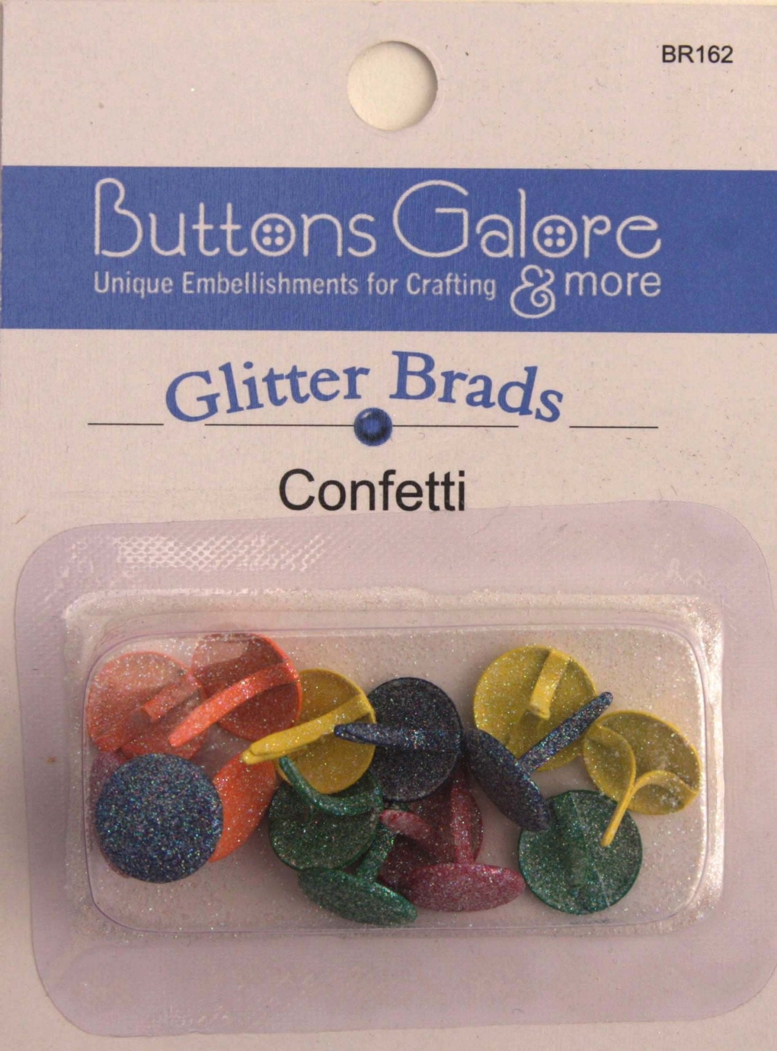 Glitter Brads Confetti - BR162 - Buttons Galore and More