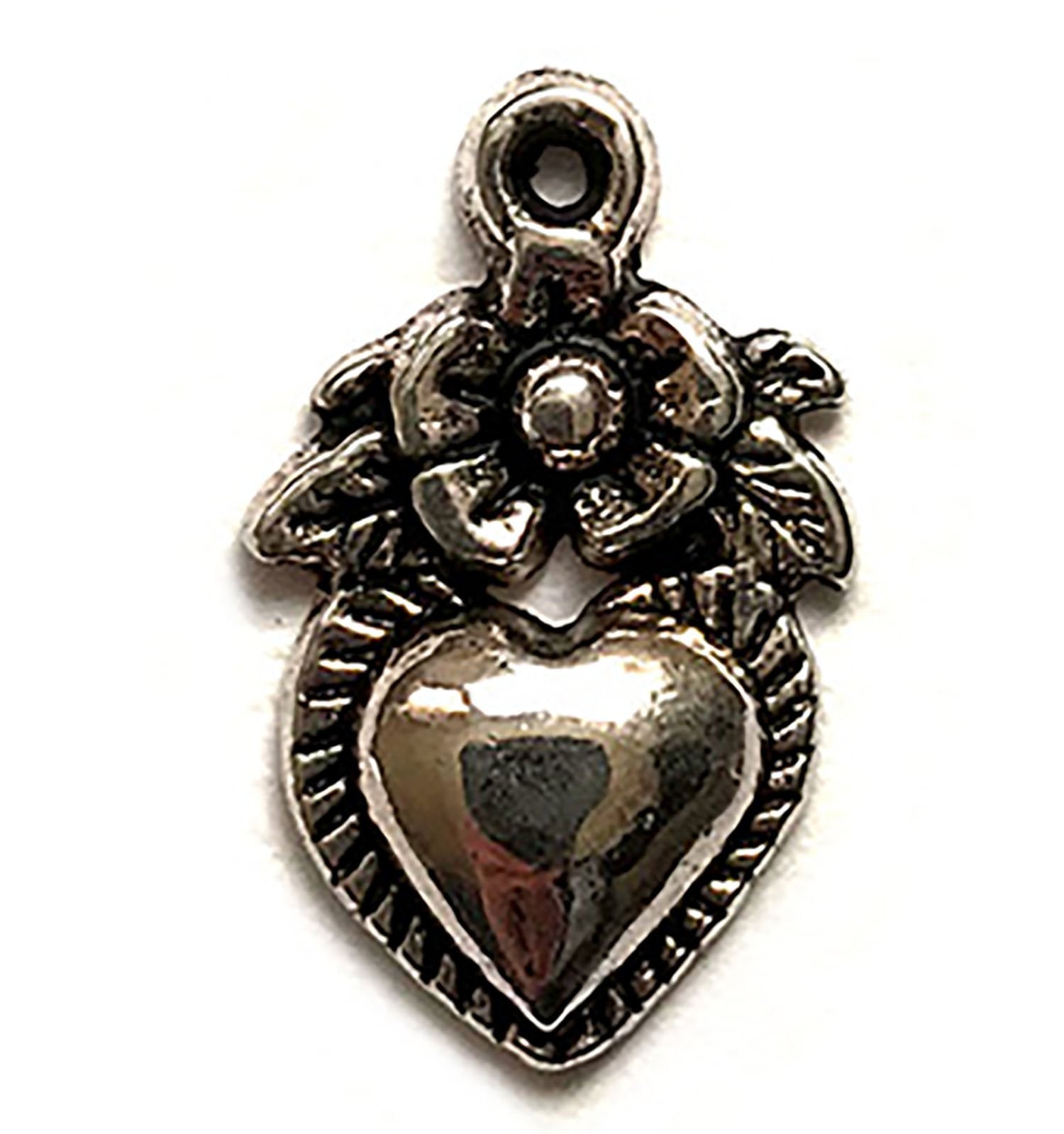 Heart & Flower Charm - Buttons Galore and More