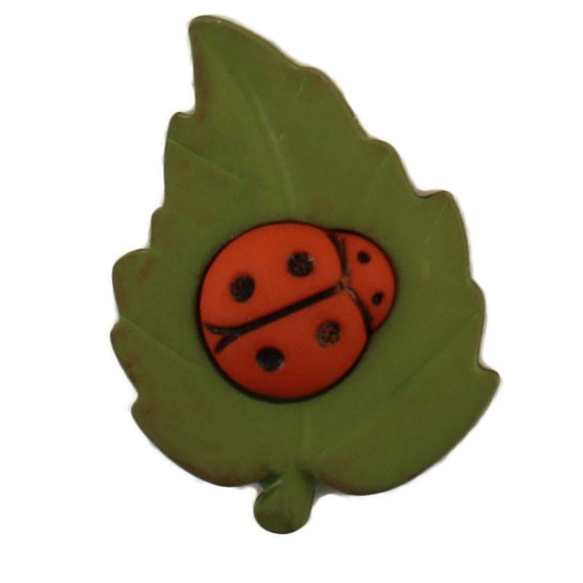 Leaf with Ladybug - B936 - Buttons Galore and More