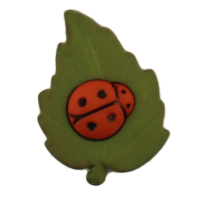 Leaf with Ladybug - B936 - Buttons Galore and More