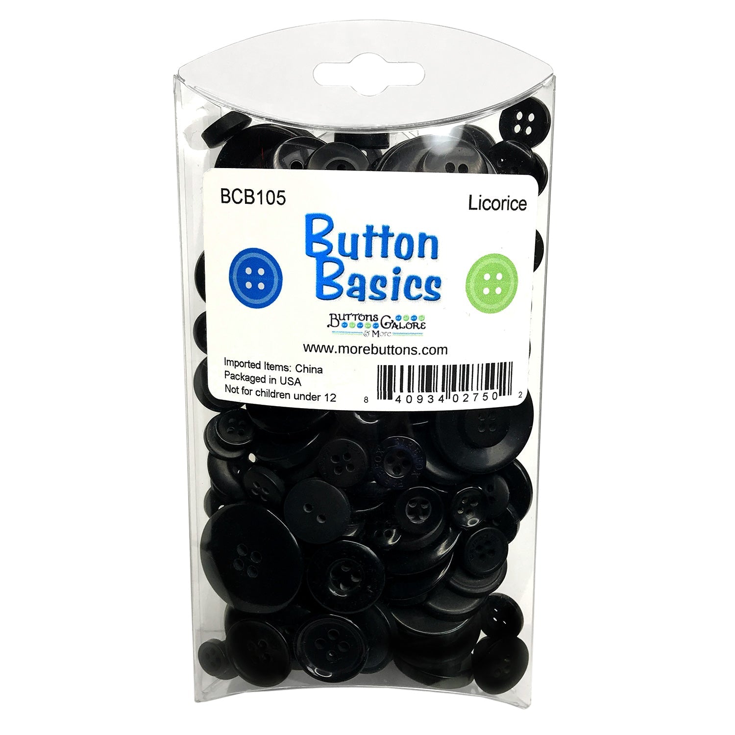 Mandala Crafts Medium Black Buttons for Crafts - Black Plastic Buttons for Sewing Buttons Replacement - 100 Resin Buttons Assorted 3/4 inch Round
