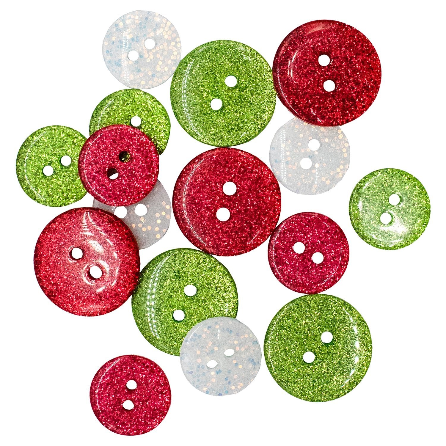 BG CHRISTMAS Tiny Round Craft Buttons Sewing Quilting Red Green