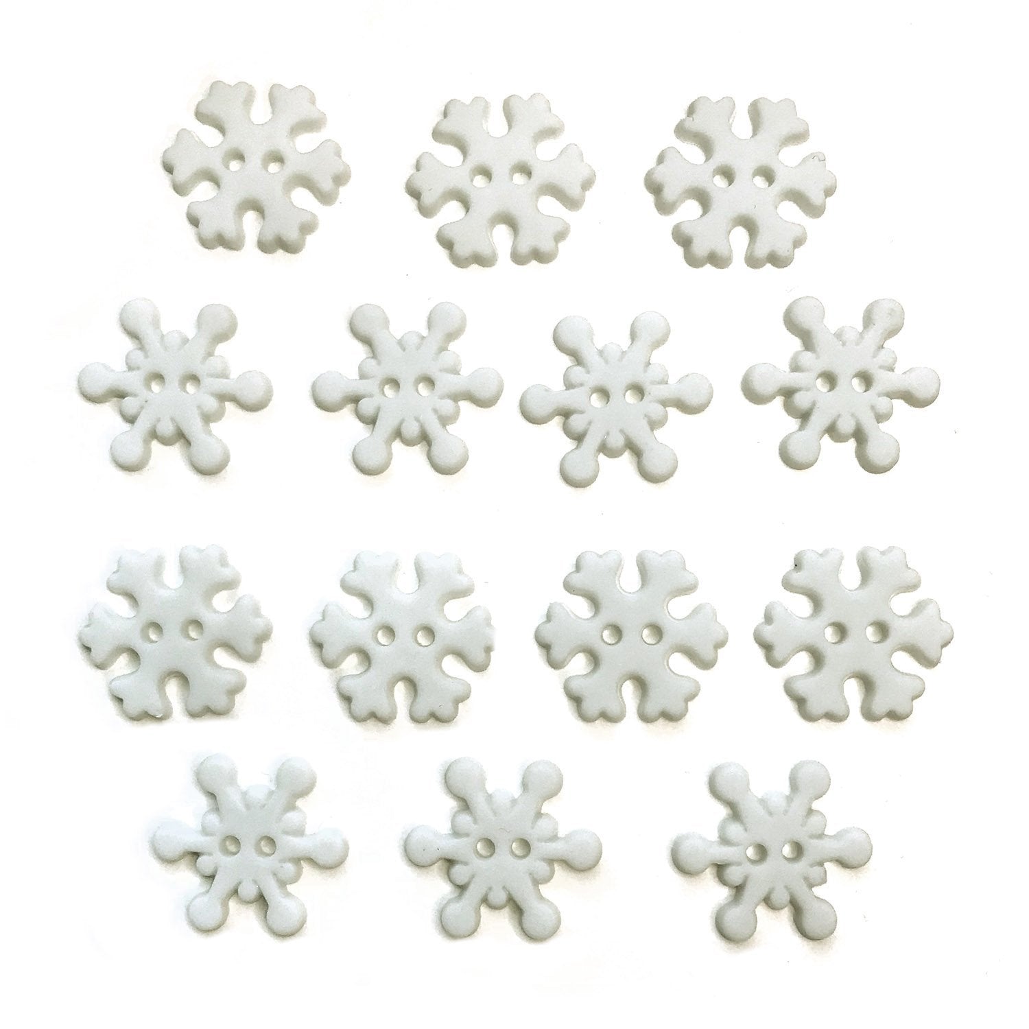 PACK OF 20- 5/8 RED AND WHITE RESIN SNOWFLAKE BUTTONS