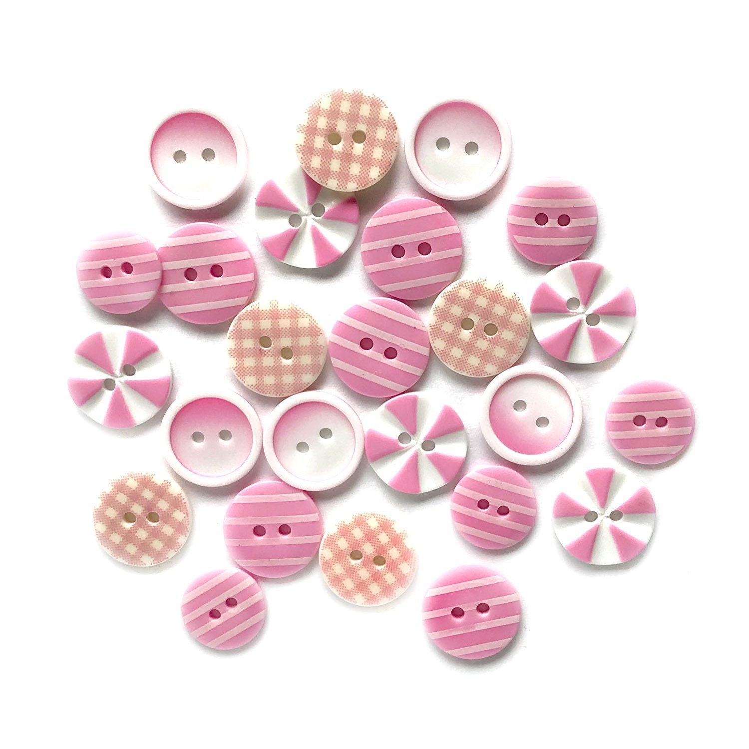 IBA Indianbeautifulart Pink 1 Inch Buttons For Sewing Fancy Buttons For  Crafts 2 Hole Dot & White Floral Artistic Scrapbooking Canvas Buttons Pack  Of 50 