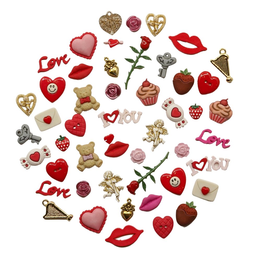 Valentine's Day Novelty Button Assortment - Buttons Galore and More