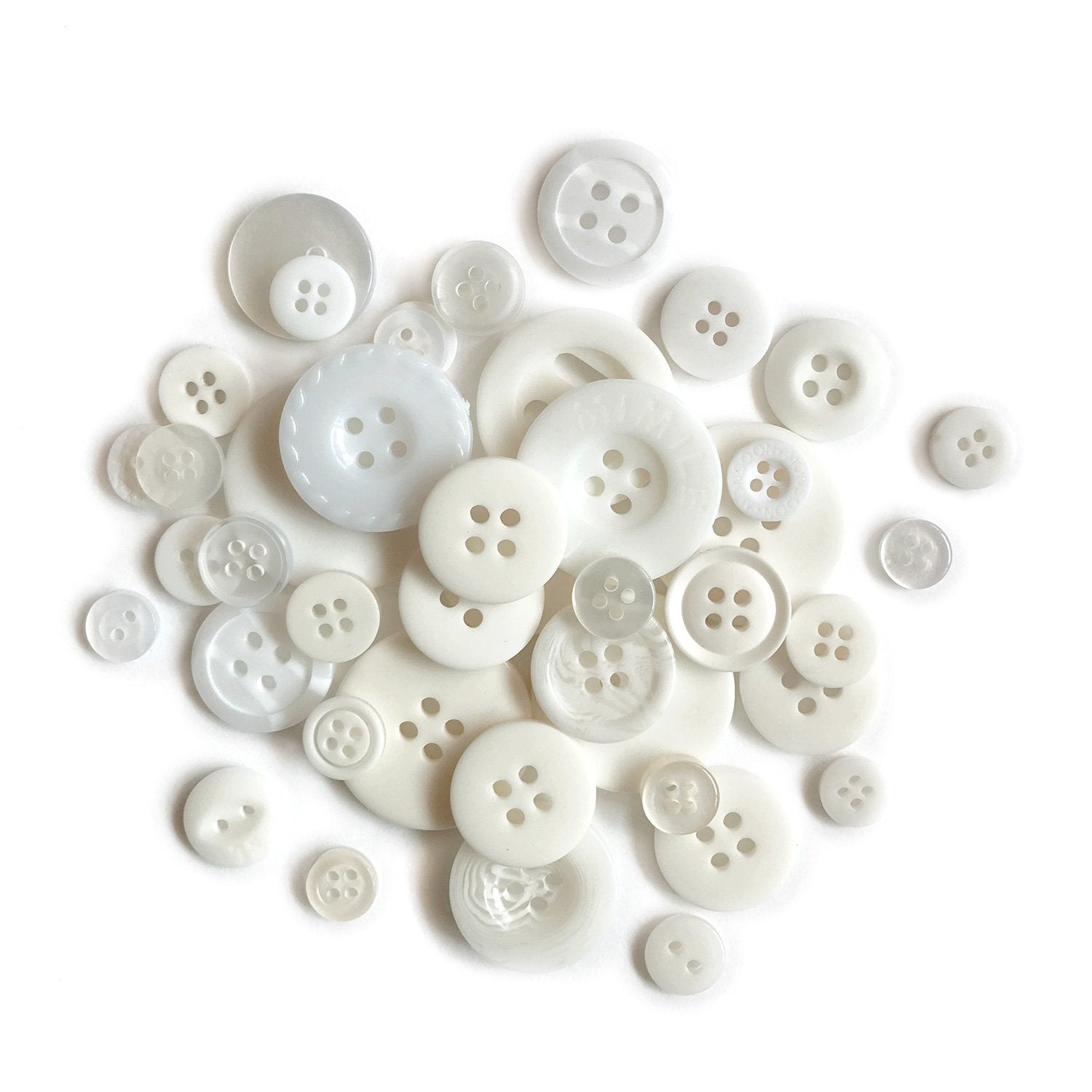 White Buttons for Crafts Sewing Scrapbooks and Quilts. Assorted sizes ...